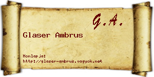 Glaser Ambrus névjegykártya